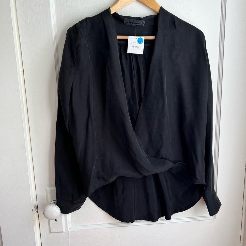 NWT BLAQUE LABEL Blouse in Wrap Optics Size Small Minimalist Classic